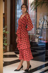 Dress Model Triana Red with Black Polka Dots